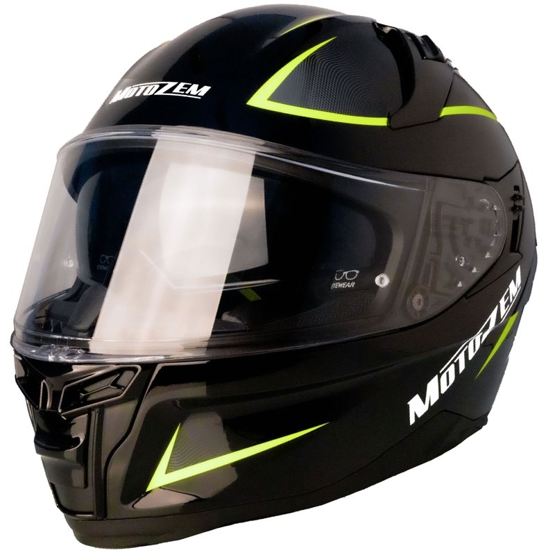 Motozem Guardian Integral-Motorradhelm schwarz-gelb