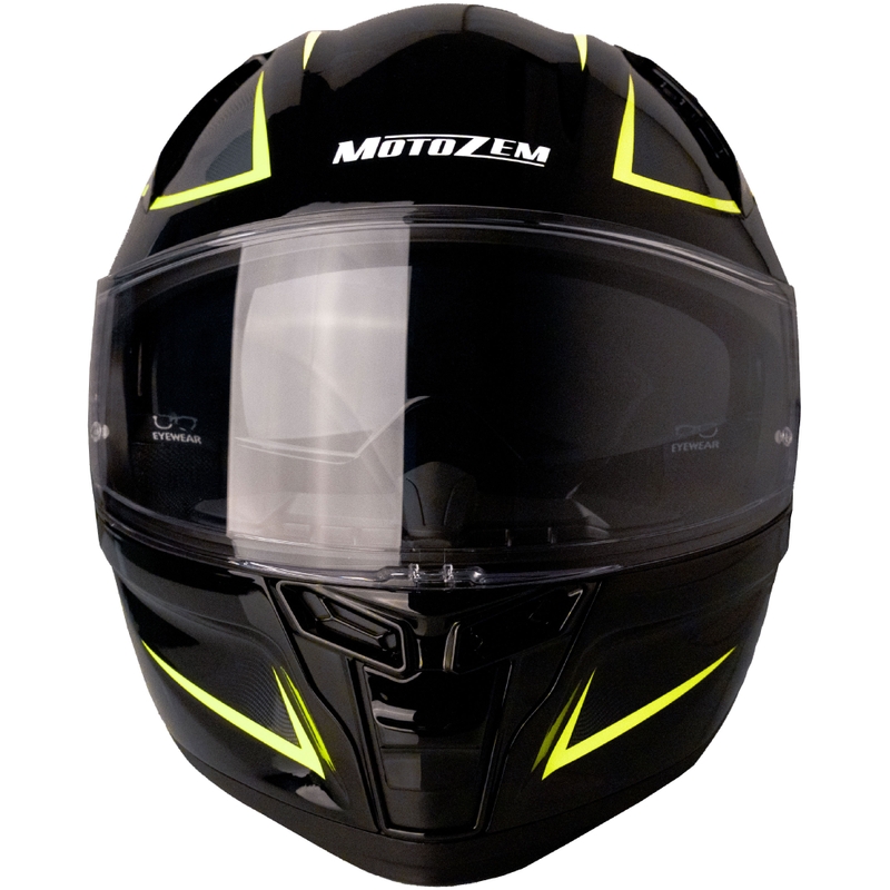 Motozem Guardian Integral-Motorradhelm schwarz-gelb
