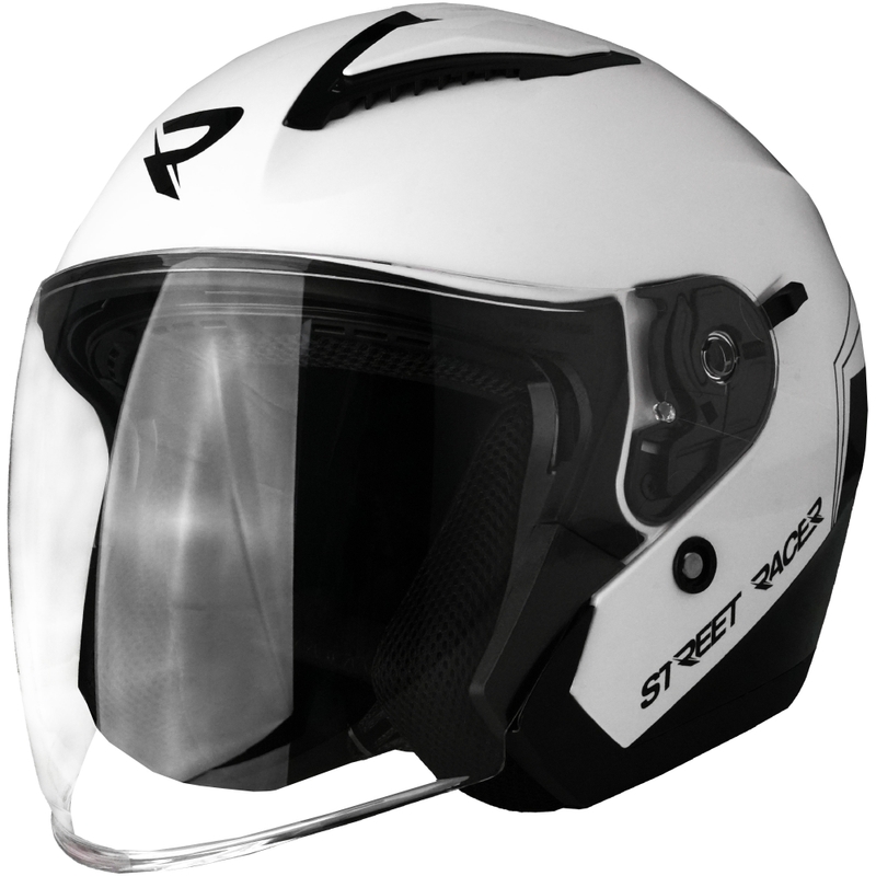 Street Racer Sonic offener Motorradhelm glänzend weiß-schwarz