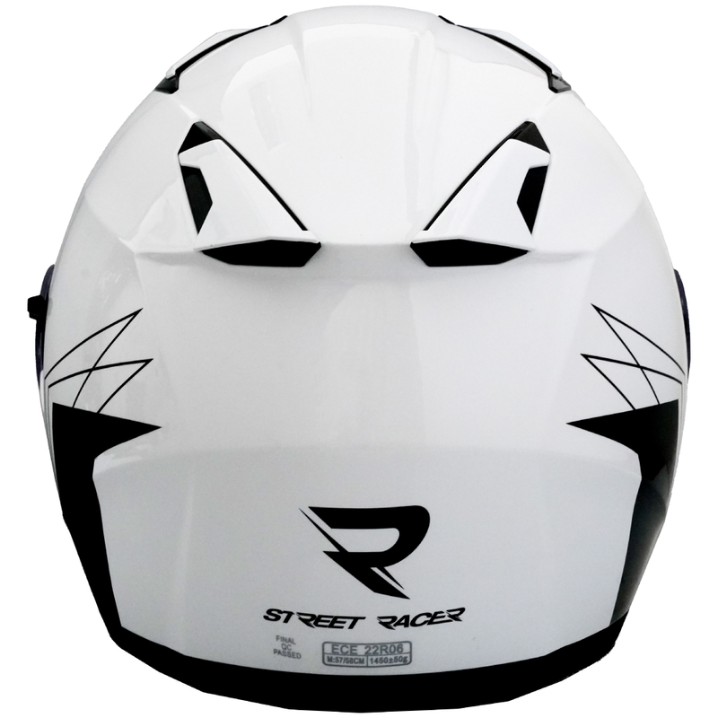 Street Racer Sonic offener Motorradhelm glänzend weiß-schwarz