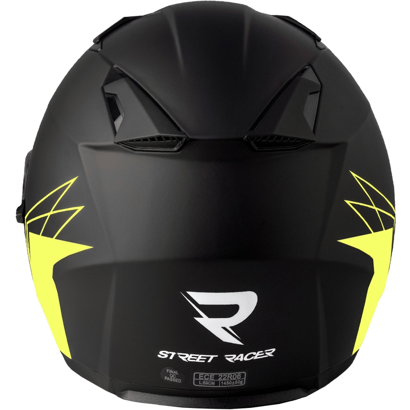 Street Racer Sonic offener Motorradhelm mattschwarz-fluogelb