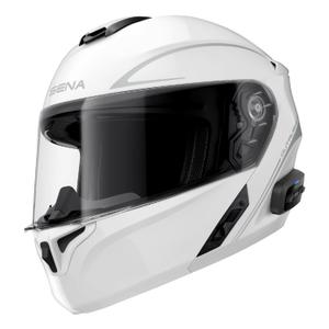 Klappbarer Motorradhelm mit Heatset SENA Outrush R weiß glänzend