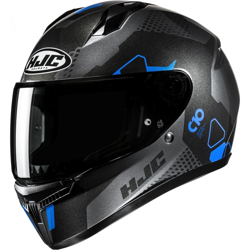 Integrierter Motorradhelm HJC C10 Aspa MC2 schwarz-blau-grau