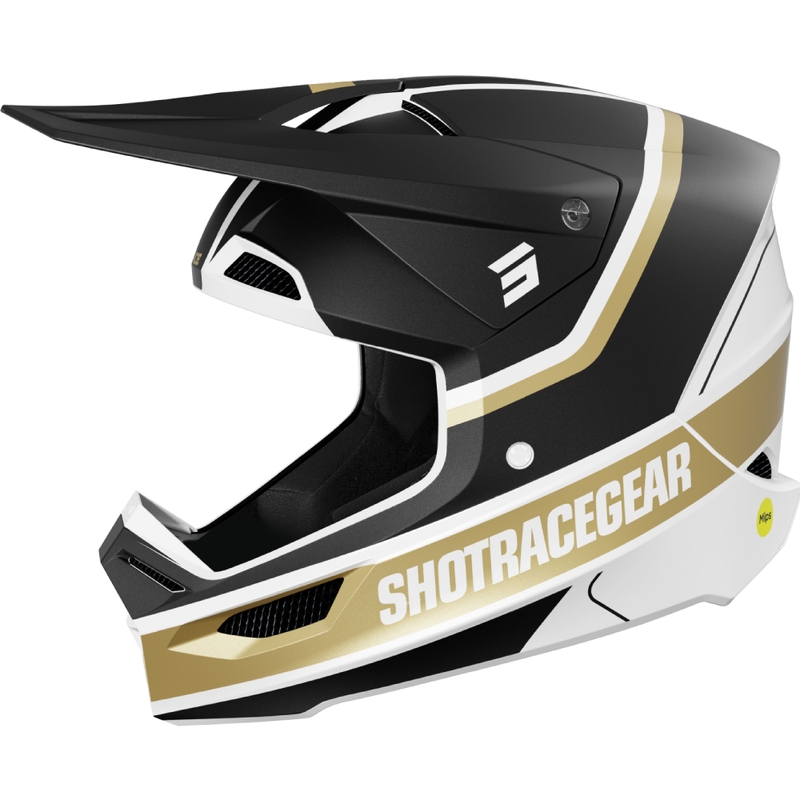 Motocross-Helm Shot Race Mythic mattschwarz-gold