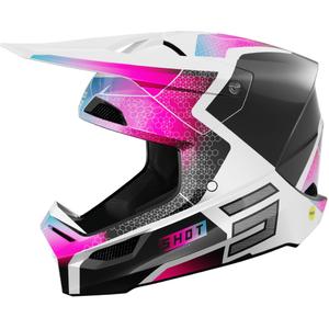 Motocross-Helm Shot Race Phaser perlschwarz-blau-rosa