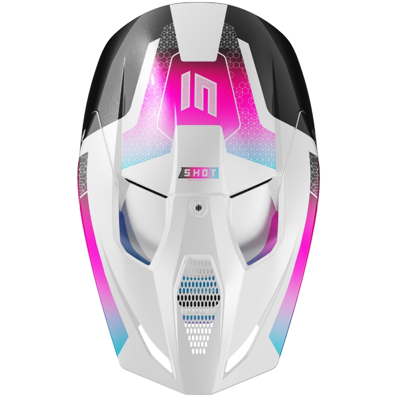 Motocross-Helm Shot Race Phaser perlschwarz-blau-rosa