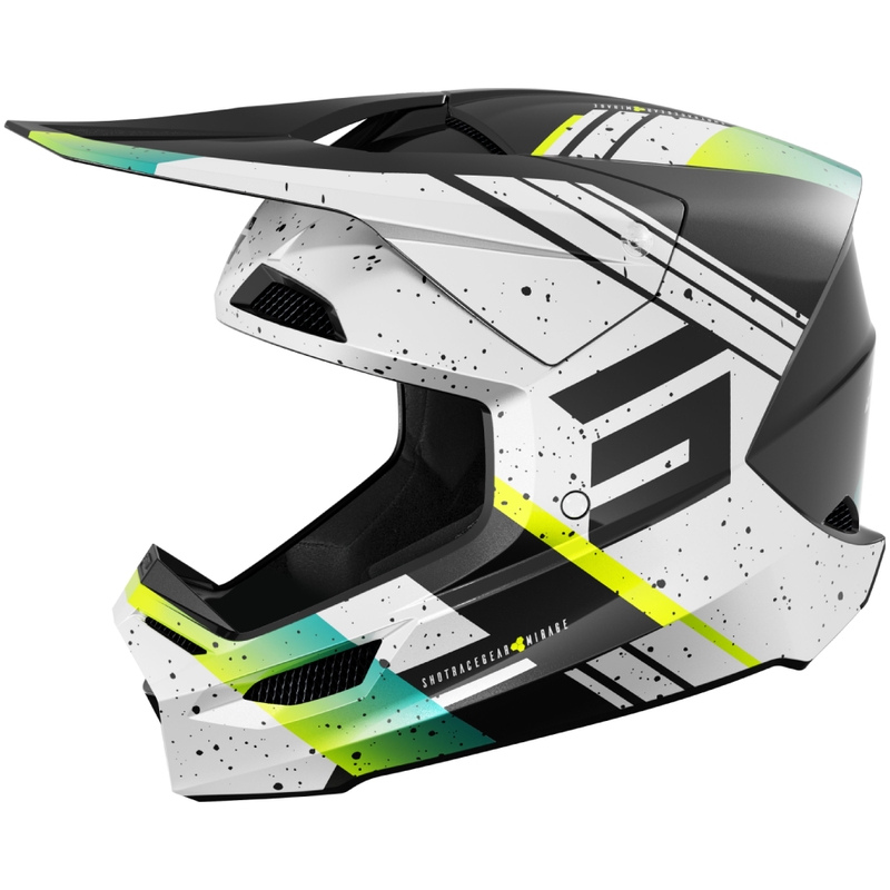 Motocross-Helm Shot Furious Mirage blau-fluo gelb