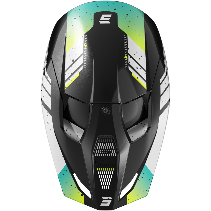 Motocross-Helm Shot Furious Mirage blau-fluo gelb
