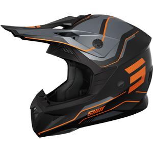 Motocross-Helm Shot Pulse Lines mattschwarz-orange