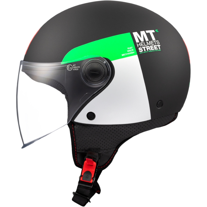 Offener Motorradhelm MT STREET INBOARD D6 mattschwarz-grün