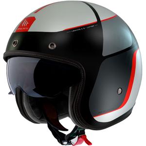 Offener Motorradhelm MT Le Mans 2 SV Luther mattschwarz-grau-weiß-rot