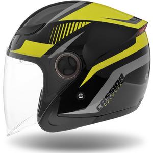 Cassida Reflex offener Motorradhelm schwarz-silber-fluo gelb