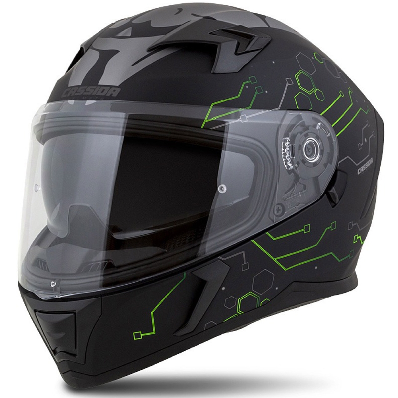 Cassida 3.0 Hack Integral Motorradhelm Grün-Schwarz Matt