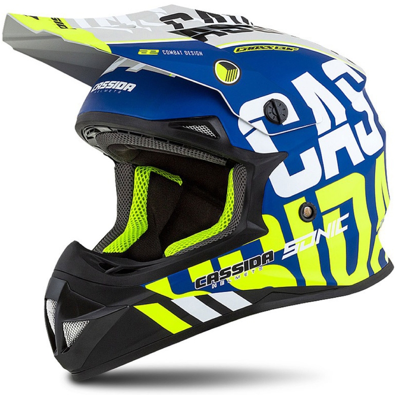 Motocross Helm Cassida Cross Cup Sonic fluo gelb-blau matt