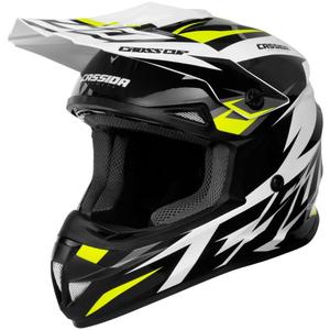 Cassida Cross Cup Two Motocross Helm schwarz-weiss-grau-fluo gelb