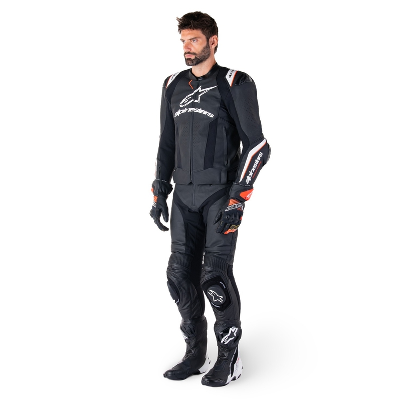 Leder-Motorradjacke Alpinestars Missile 3 Ignition schwarz-weiß