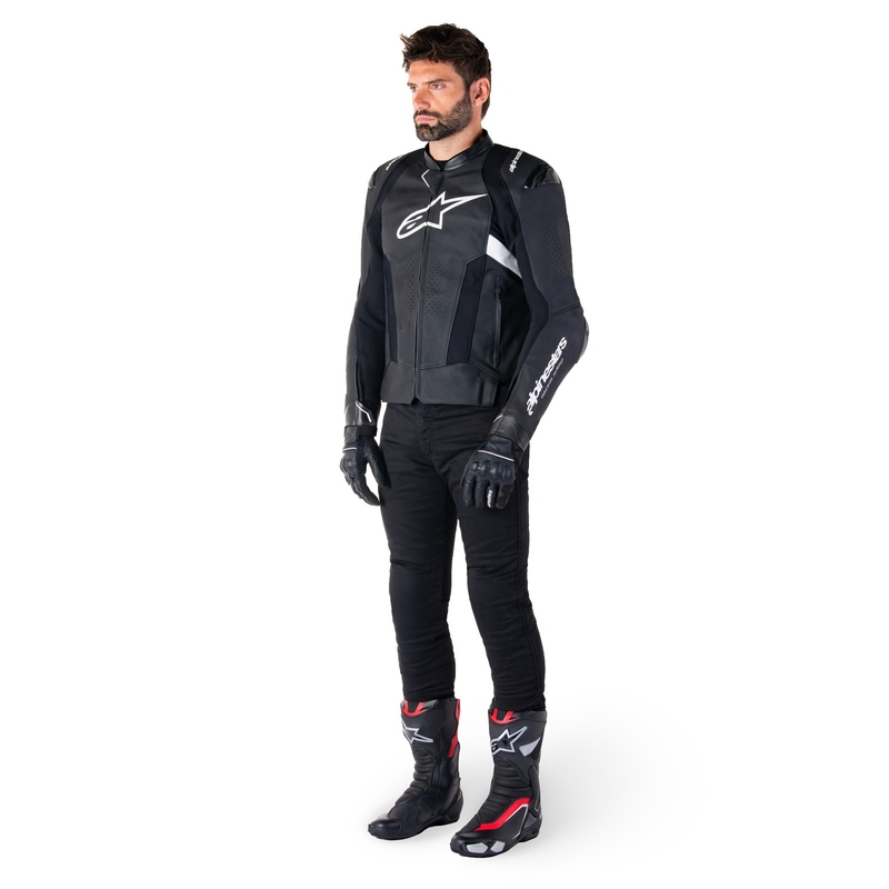 Leder-Motorradjacke Alpinestars Missile 3 schwarz-weiß