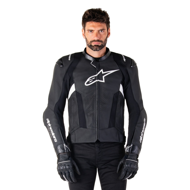 Leder-Motorradjacke Alpinestars Missile 3 schwarz-weiß