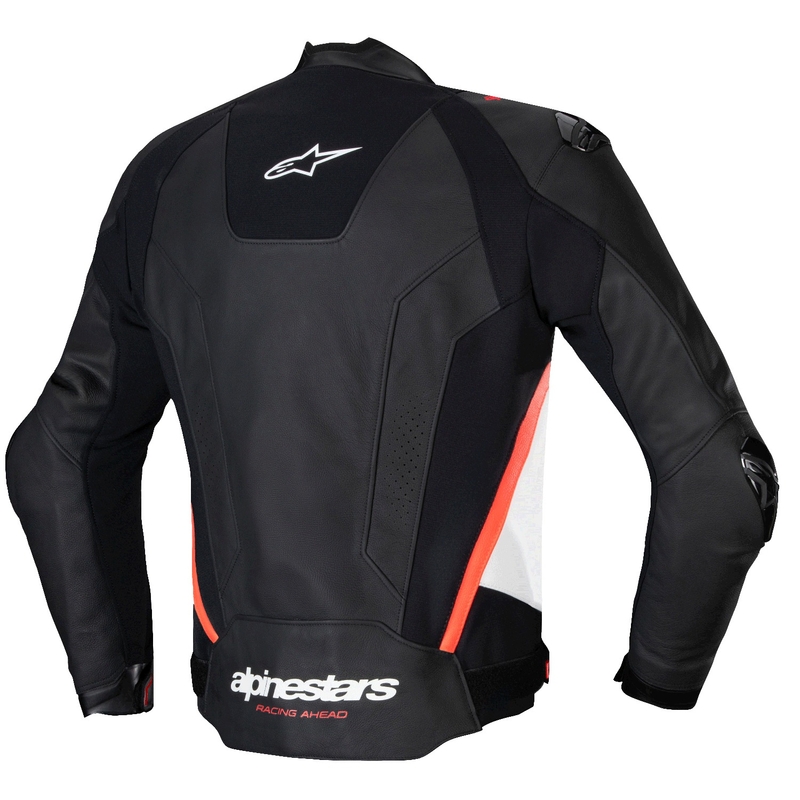 Leder-Motorradjacke Alpinestars Missile 3 schwarz-weiß-fluorot