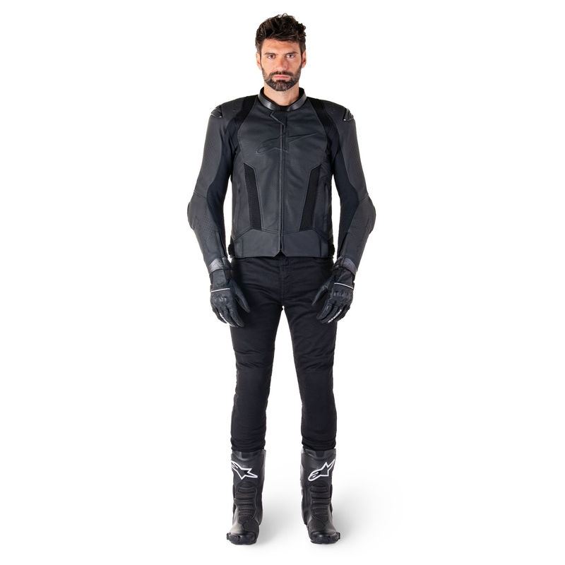 Alpinestars Missile 3 Airflow Leder-Motorradjacke schwarz-schwarz