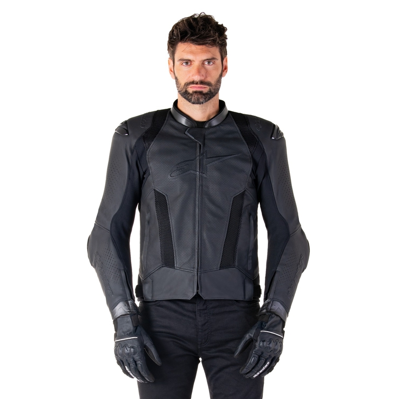 Alpinestars Missile 3 Airflow Leder-Motorradjacke schwarz-schwarz