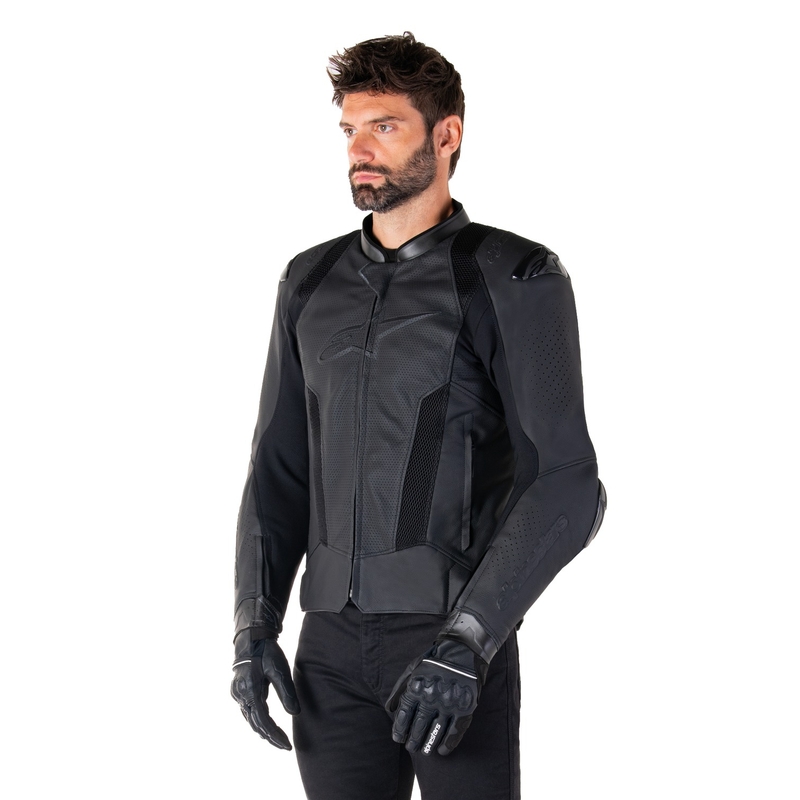 Alpinestars Missile 3 Airflow Leder-Motorradjacke schwarz-schwarz