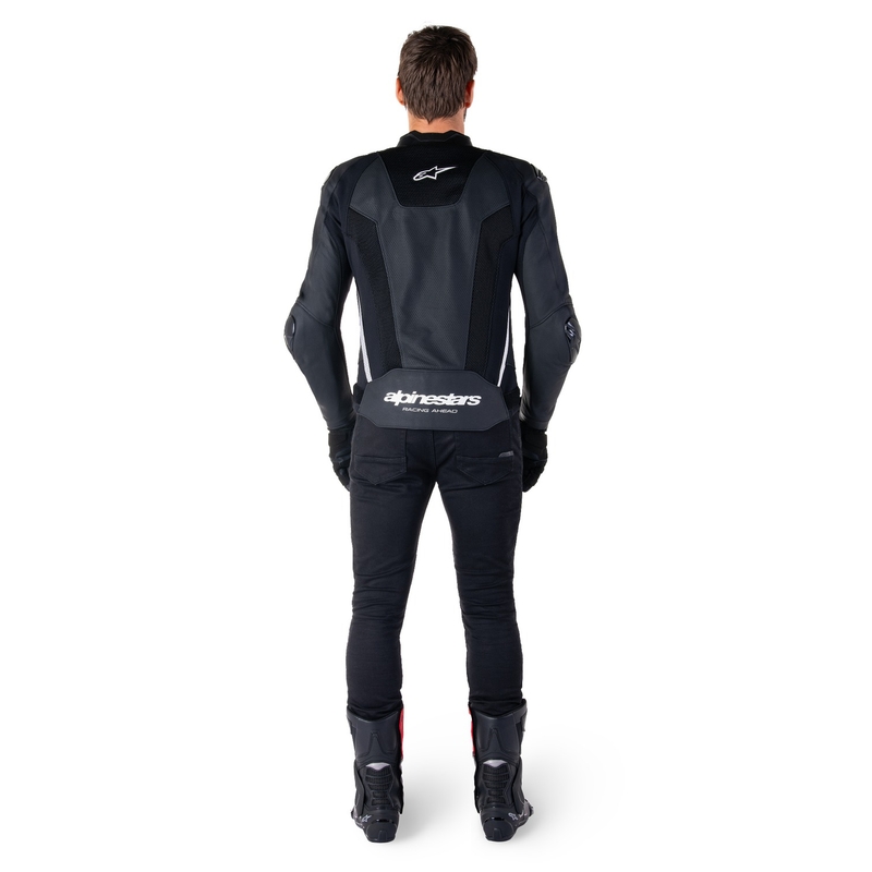 Leder-Motorradjacke Alpinestars Missile 3 Airflow schwarz-weiß