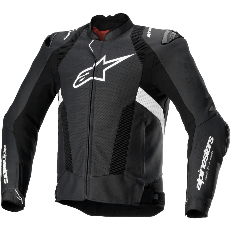 Leder-Motorradjacke Alpinestars Missile 3 Airflow schwarz-weiß