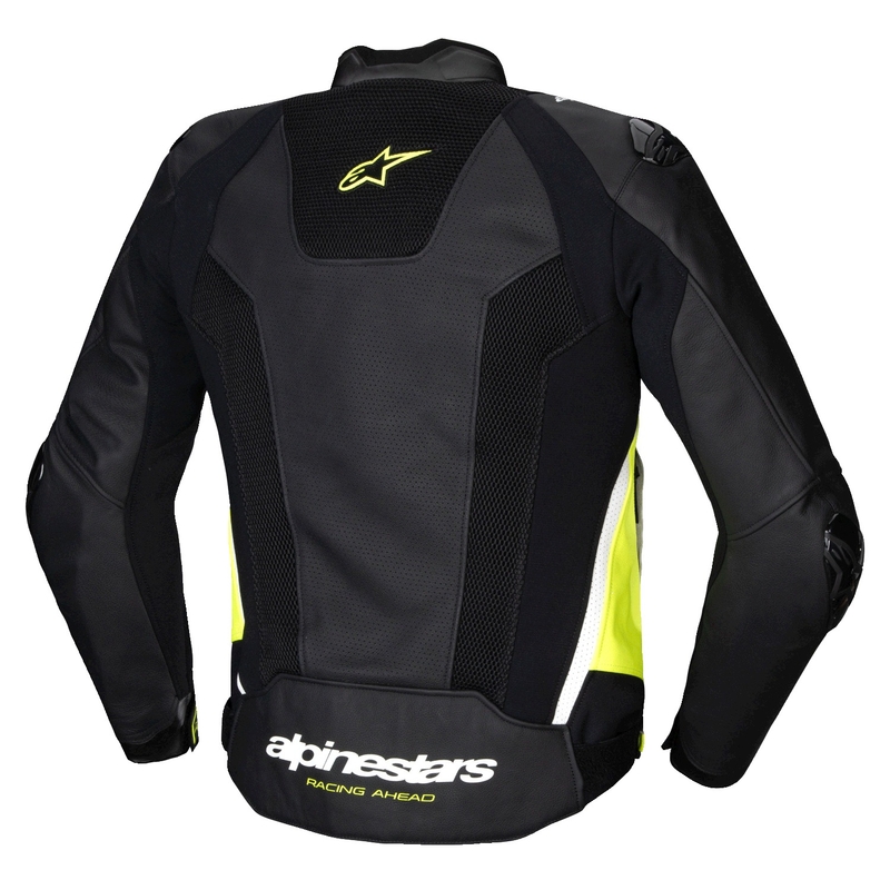 Leder-Motorradjacke Alpinestars Missile 3 Airflow Schwarz-Fluo-Gelb-Weiß
