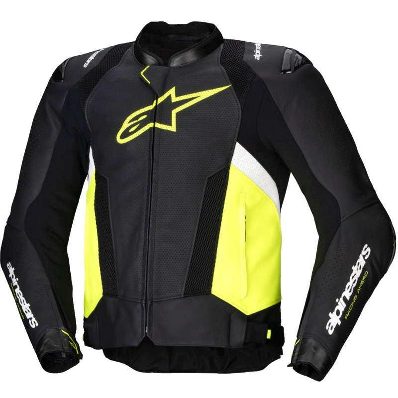 Leder-Motorradjacke Alpinestars Missile 3 Airflow Schwarz-Fluo-Gelb-Weiß