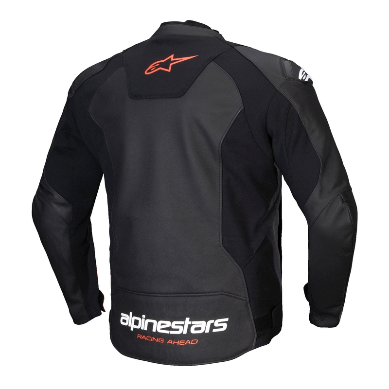 Leder-Motorradjacke Alpinestars Faster 3 Schwarz-Fluorot
