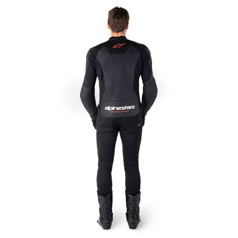 Leder-Motorradjacke Alpinestars Faster 3 Schwarz-Fluorot