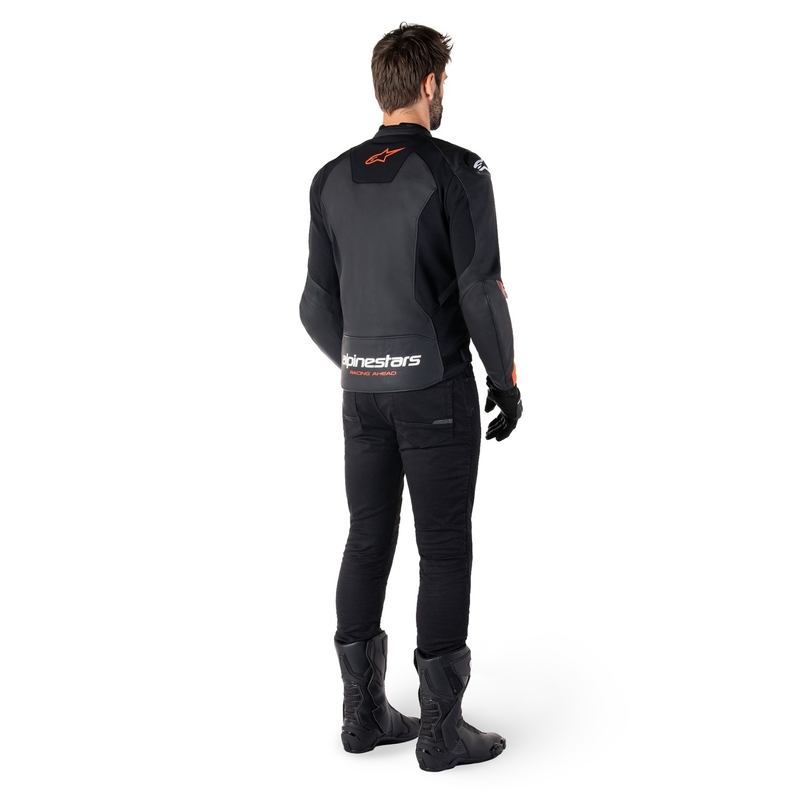 Leder-Motorradjacke Alpinestars Faster 3 Schwarz-Fluorot