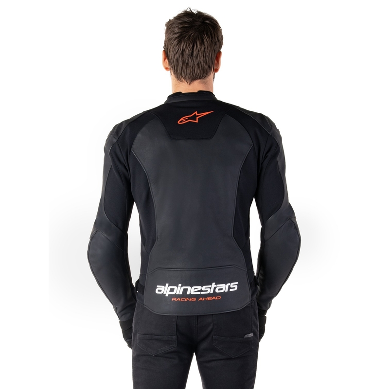 Leder-Motorradjacke Alpinestars Faster 3 Schwarz-Fluorot