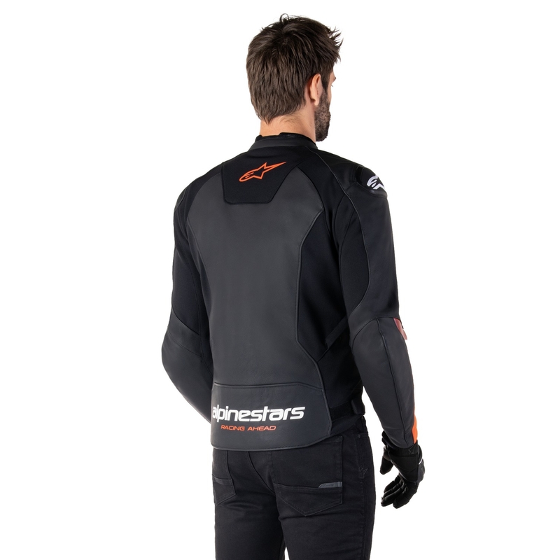 Leder-Motorradjacke Alpinestars Faster 3 Schwarz-Fluorot