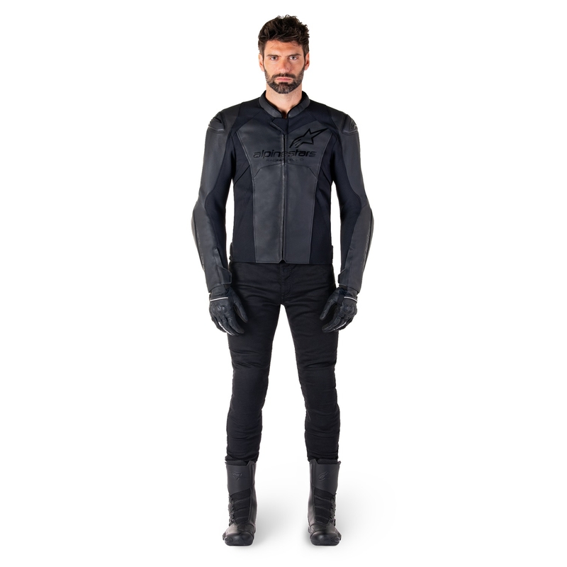 Alpinestars Faster 3 Leder-Motorradjacke schwarz-schwarz