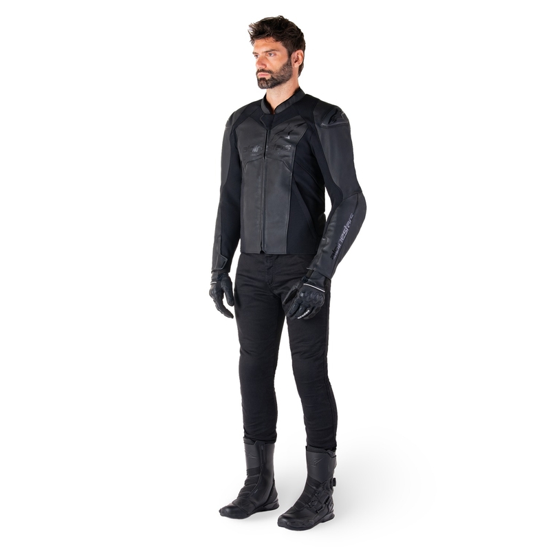 Alpinestars Faster 3 Leder-Motorradjacke schwarz-schwarz