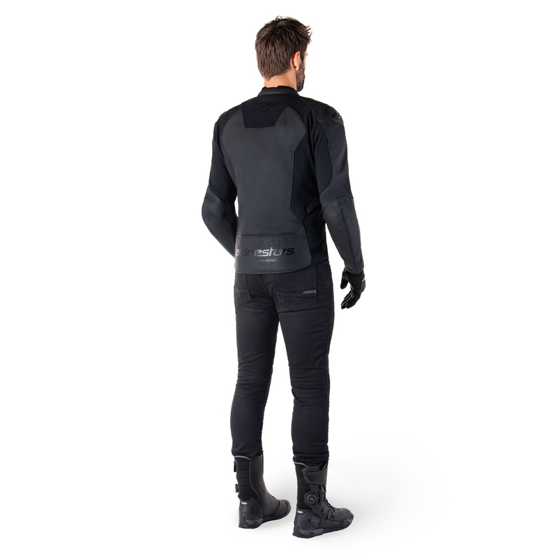 Alpinestars Faster 3 Leder-Motorradjacke schwarz-schwarz