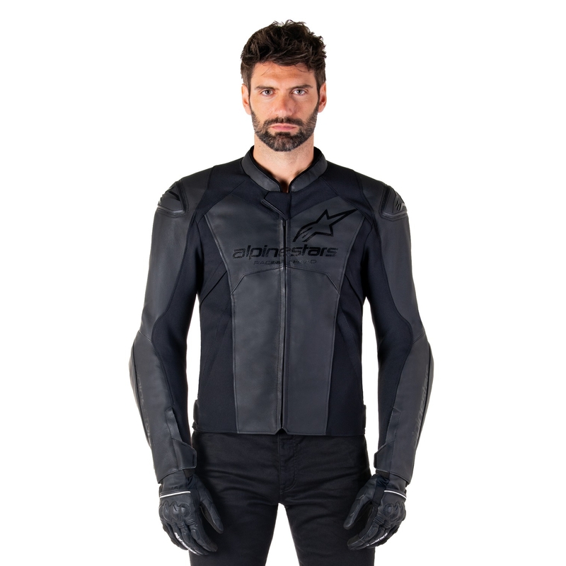 Alpinestars Faster 3 Leder-Motorradjacke schwarz-schwarz