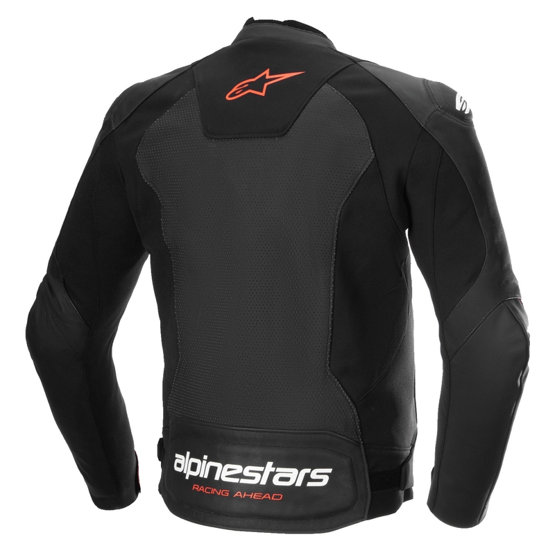Leder-Motorradjacke Alpinestars Faster 3 Airflow Schwarz-Fluorot