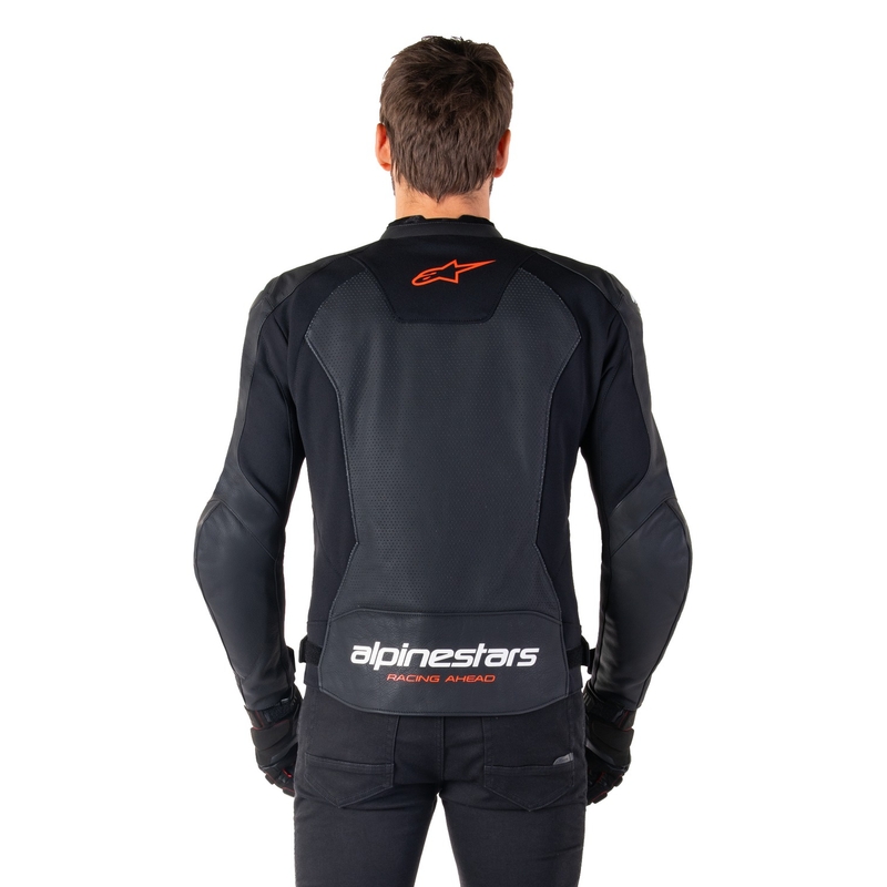 Leder-Motorradjacke Alpinestars Faster 3 Airflow Schwarz-Fluorot
