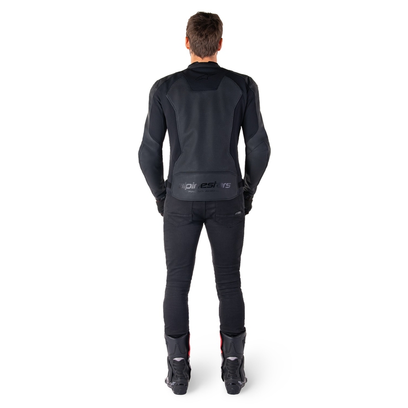 Alpinestars Faster 3 Airflow Leder-Motorradjacke schwarz-schwarz