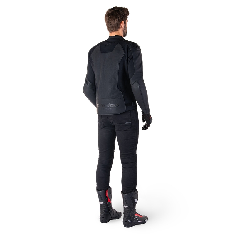 Alpinestars Faster 3 Airflow Leder-Motorradjacke schwarz-schwarz