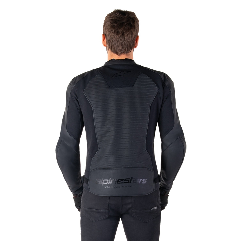 Alpinestars Faster 3 Airflow Leder-Motorradjacke schwarz-schwarz