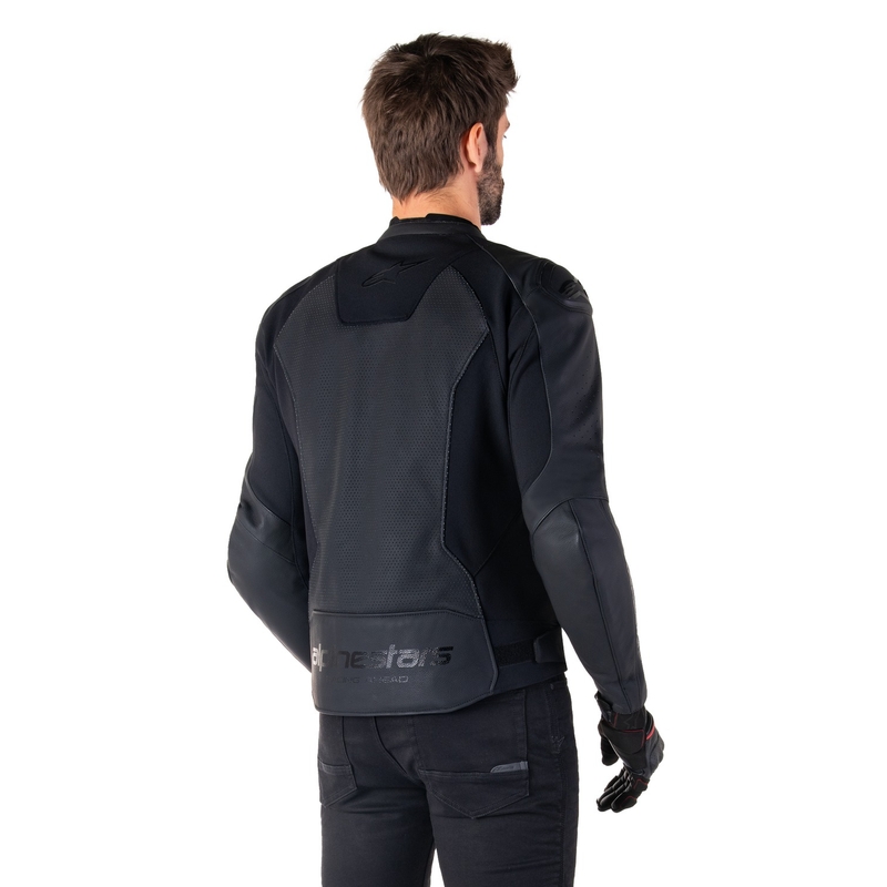 Alpinestars Faster 3 Airflow Leder-Motorradjacke schwarz-schwarz