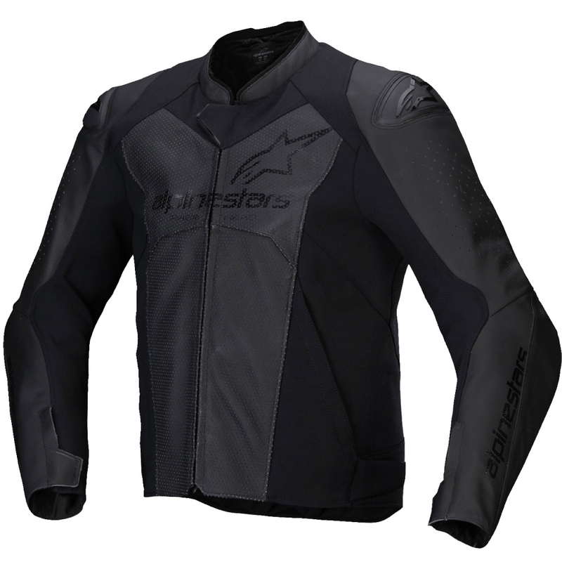 Alpinestars Faster 3 Airflow Leder-Motorradjacke schwarz-schwarz