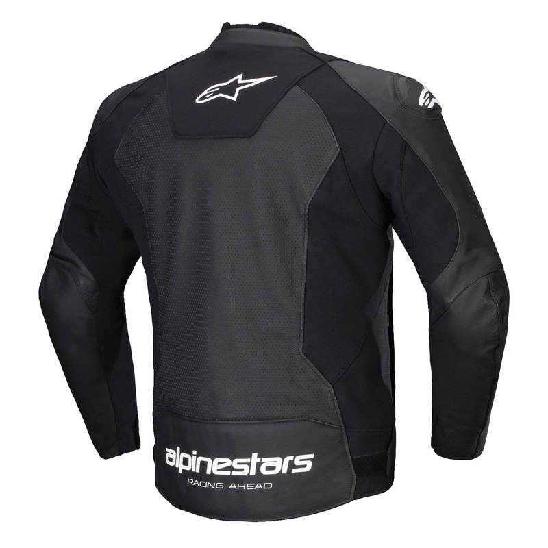 Leder-Motorradjacke Alpinestars Faster 3 Airflow schwarz-weiß