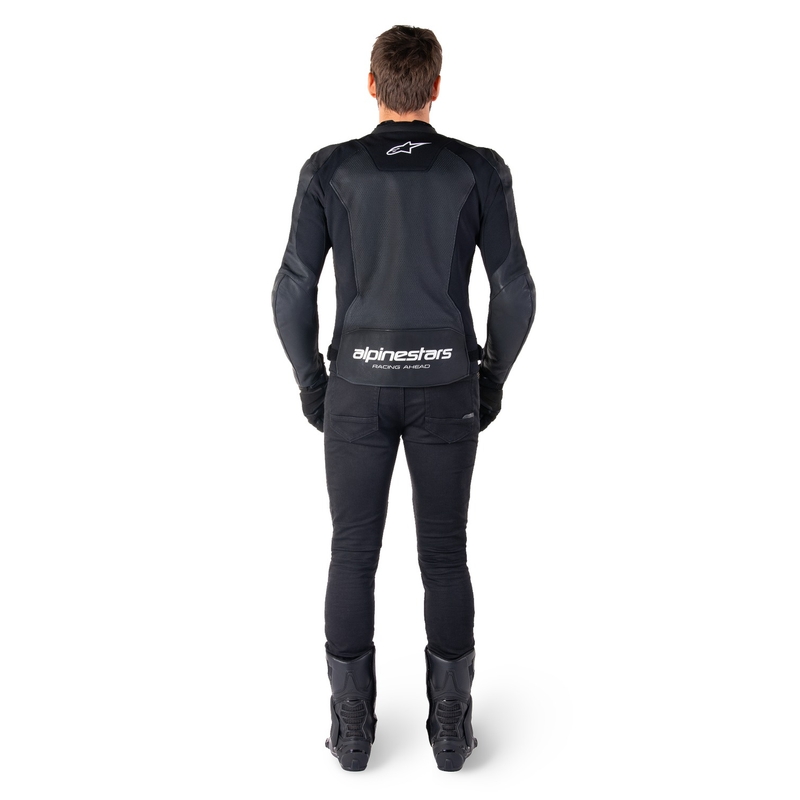 Leder-Motorradjacke Alpinestars Faster 3 Airflow schwarz-weiß