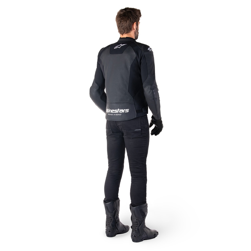 Leder-Motorradjacke Alpinestars Faster 3 Airflow schwarz-weiß