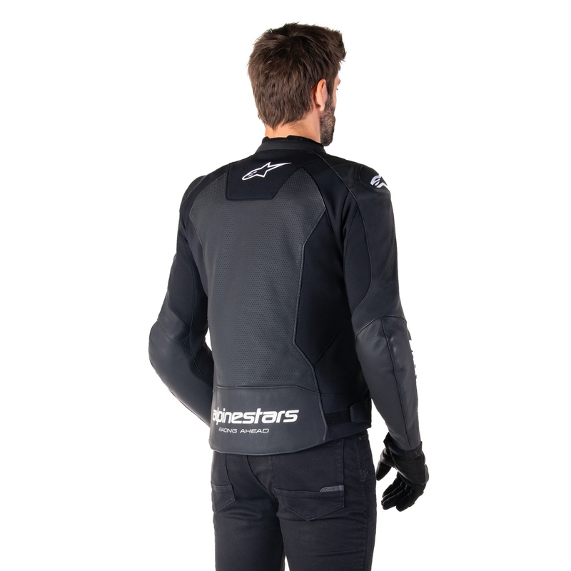 Leder-Motorradjacke Alpinestars Faster 3 Airflow schwarz-weiß